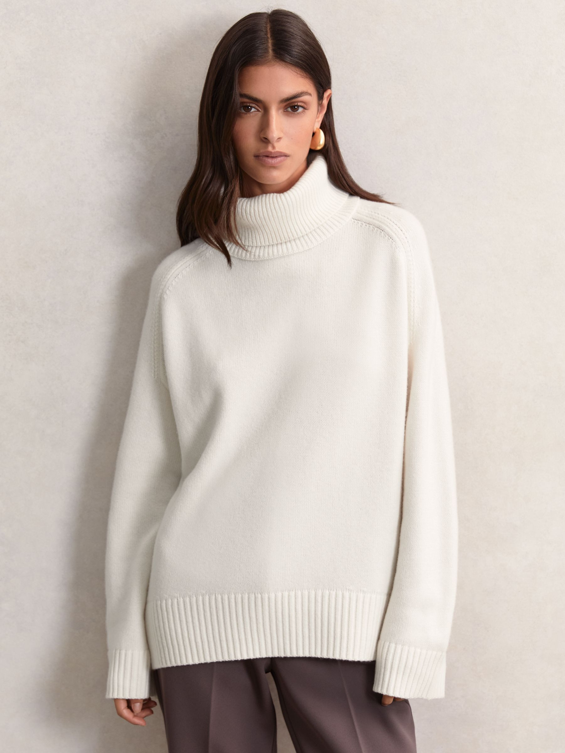 Reiss Wool-Cashmere Roll-Neck Jumper in Cream - REISS | Reiss UK