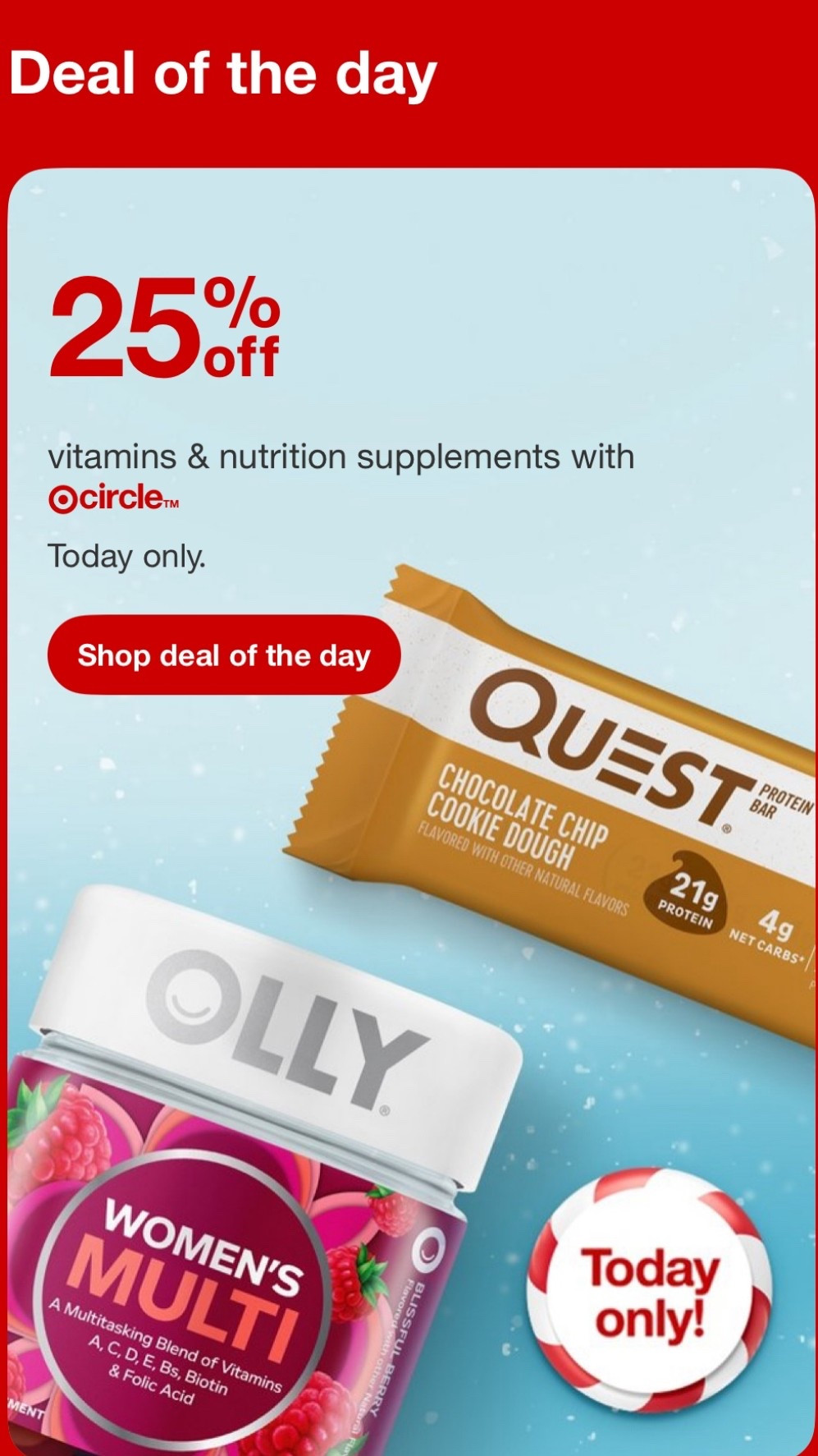 Target Deal of The Day!

25% off vitamins and nutrition supplements 

#LTKSaleAlert