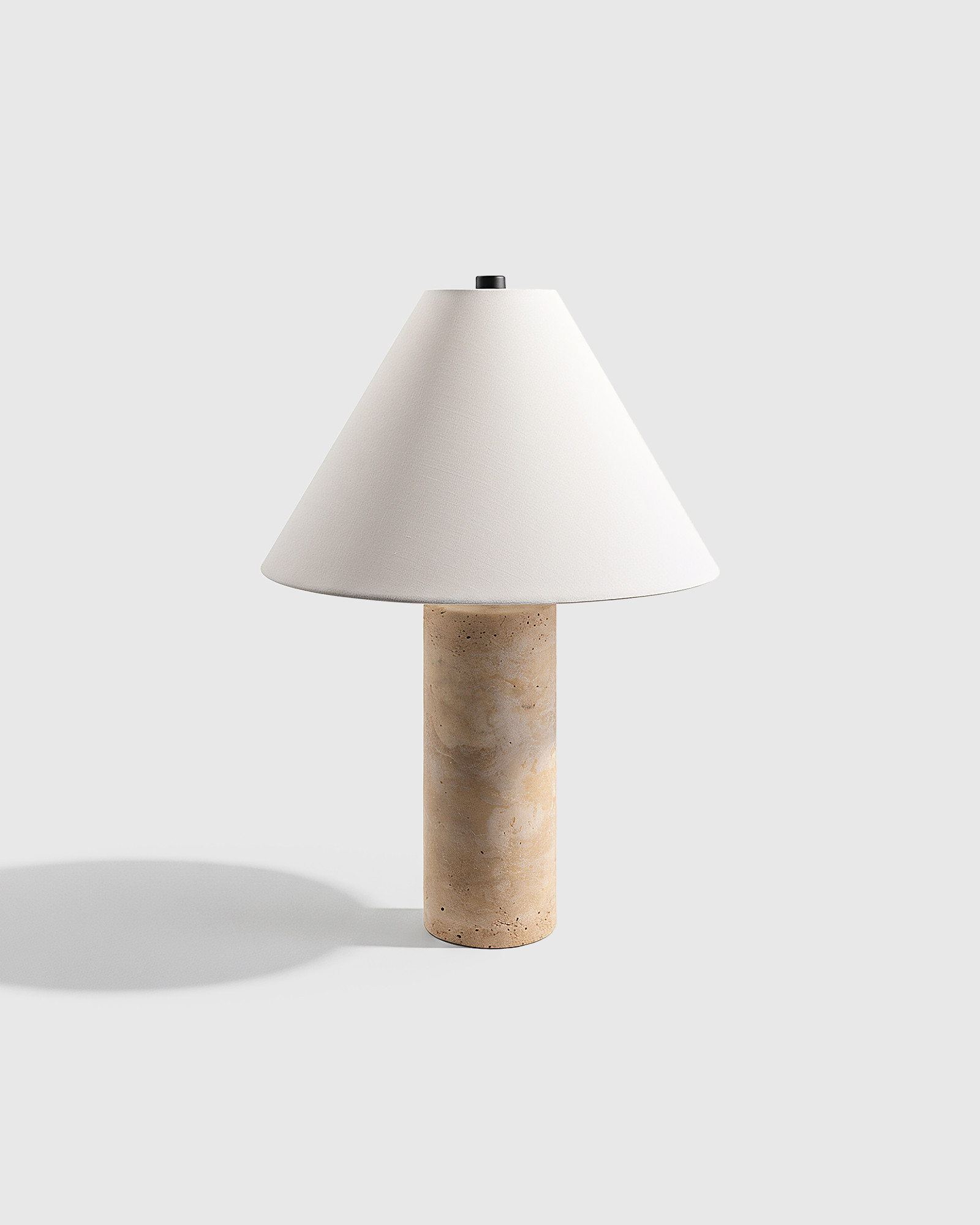 Quince - White Label | Quince | Travertine Table Lamp with Linen Shade in Beige | Quince