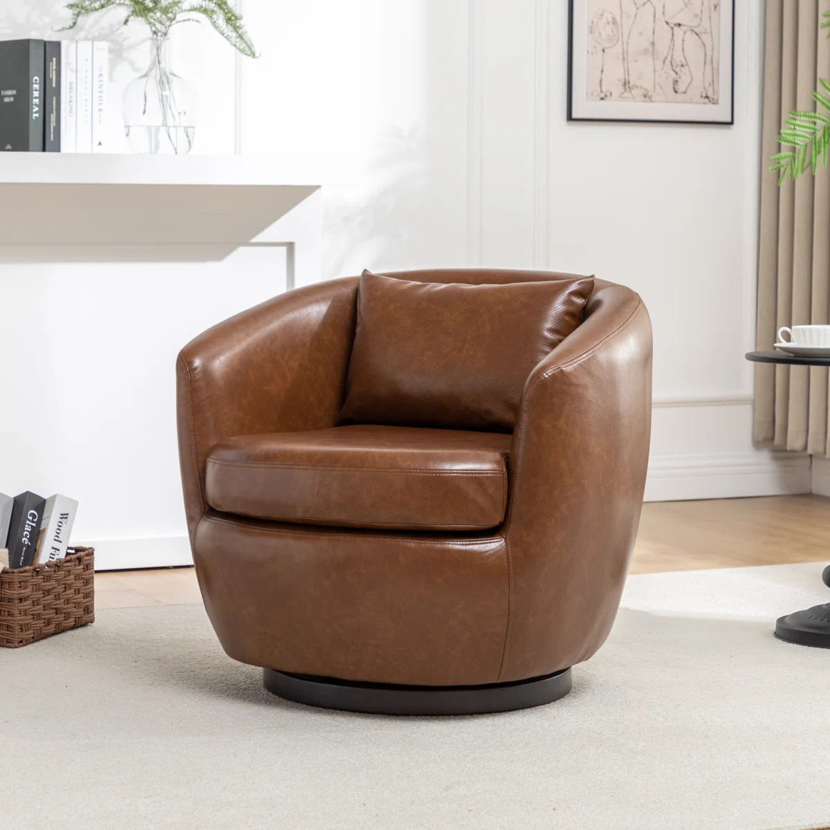 Orenza Modern Faux Leather Swivel Barrel Accent Club Chair | Wayfair North America