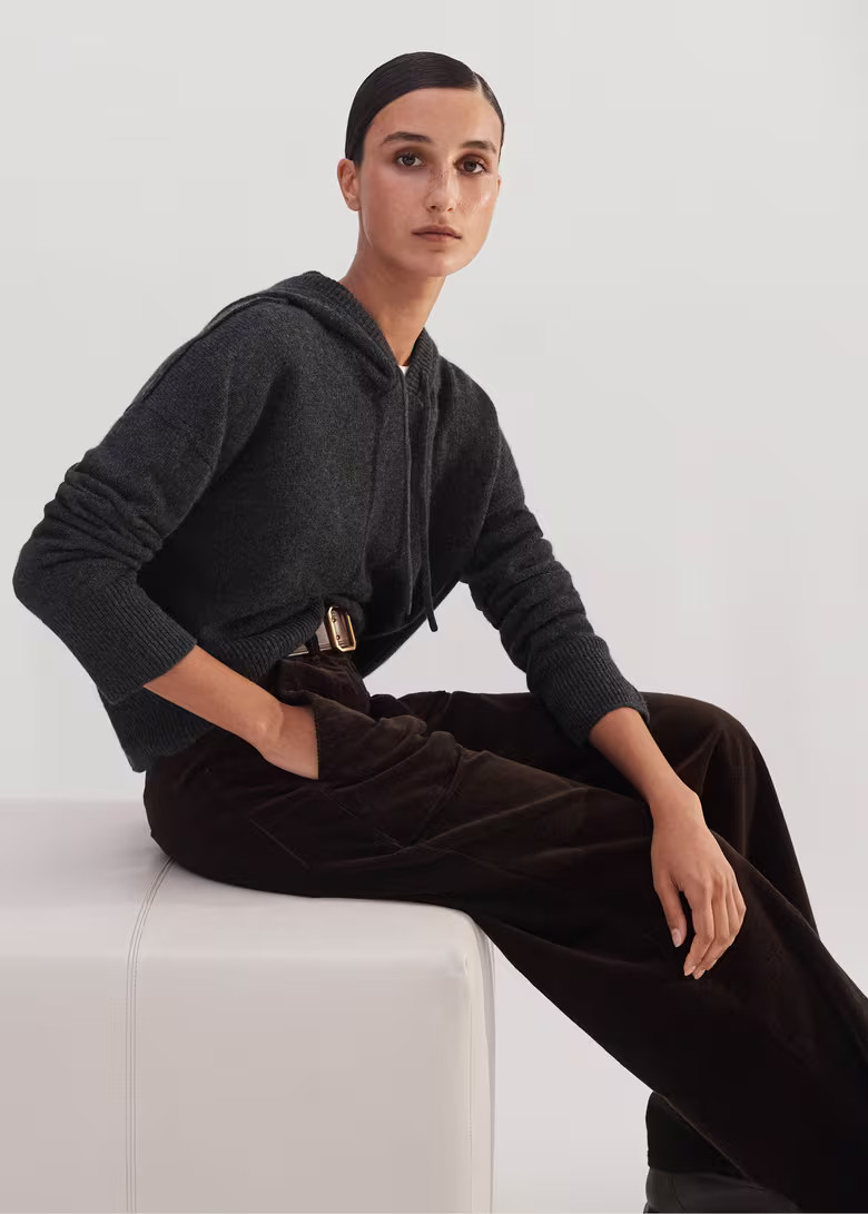 Luxe Cashmere Curved Hem Hoody | ME+EM US