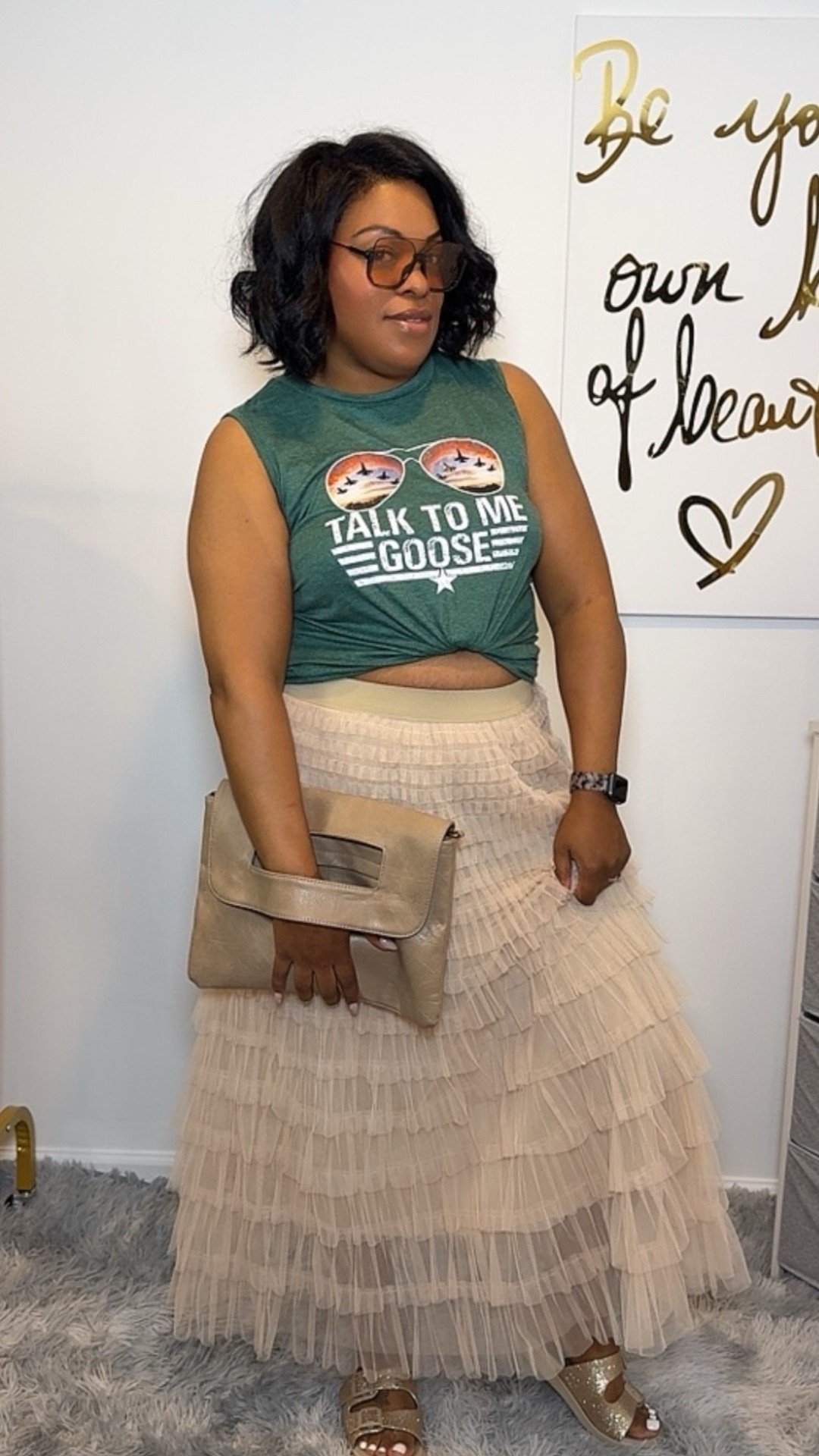 Day 4, having fun with this ruffled Maxi skirt! I love a graphic tea with a really feminine bottom! 

#LTKMidsize #LTKOver40 #LTKFestival