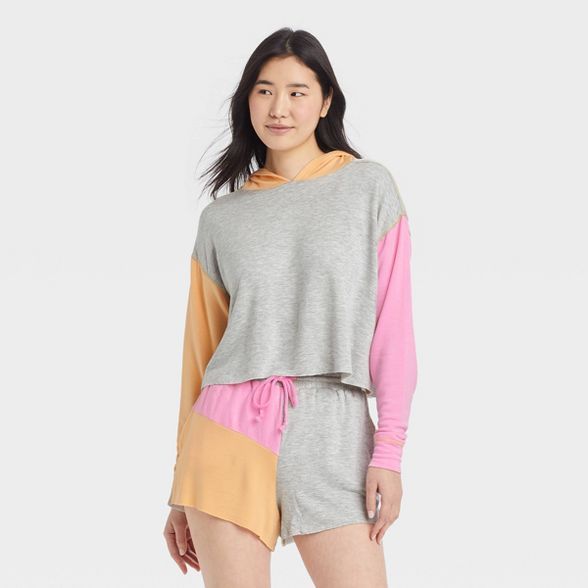 Women's Colorblock Fleece Lounge Sweatshirt - Colsie™ Gray | Target