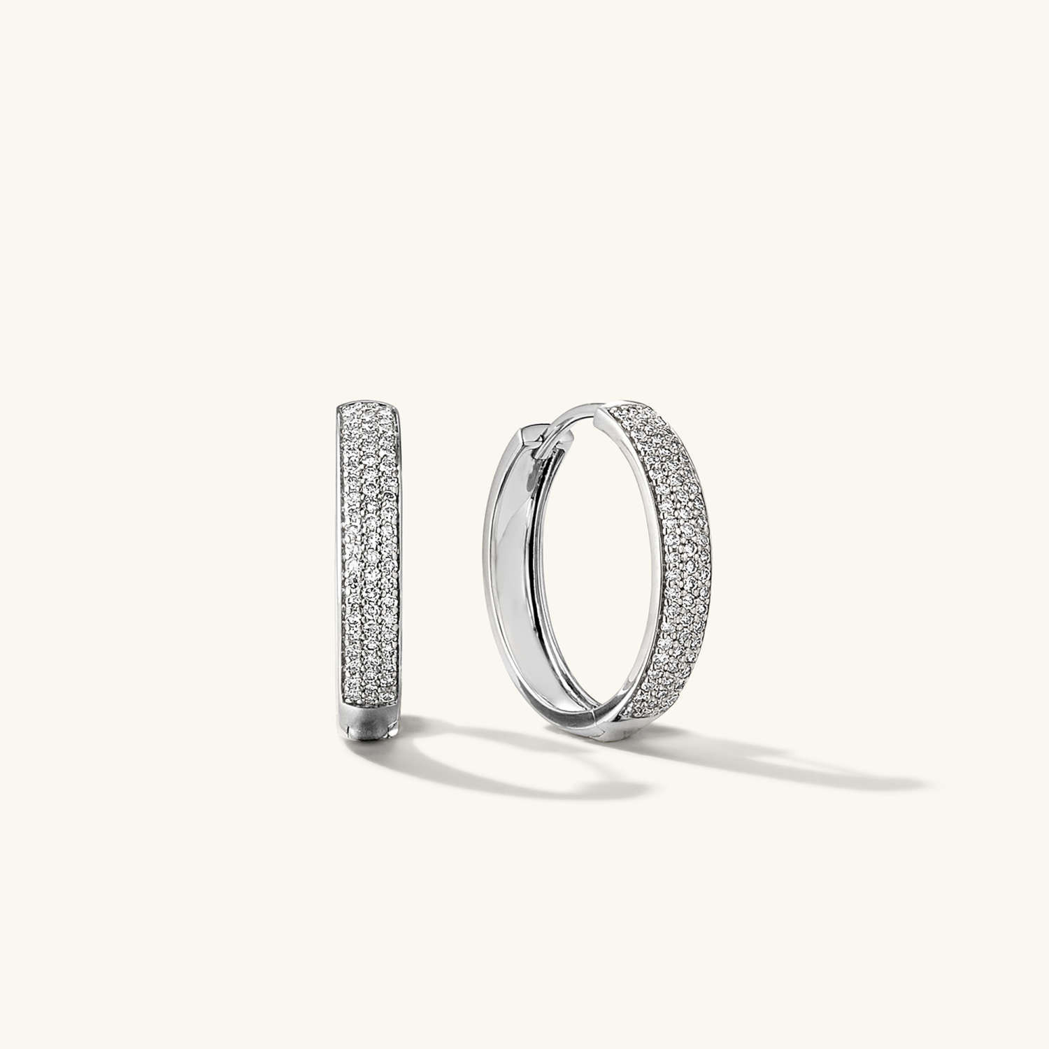 Bold Pavé Diamond Medium Hoops | Mejuri Fine Crew