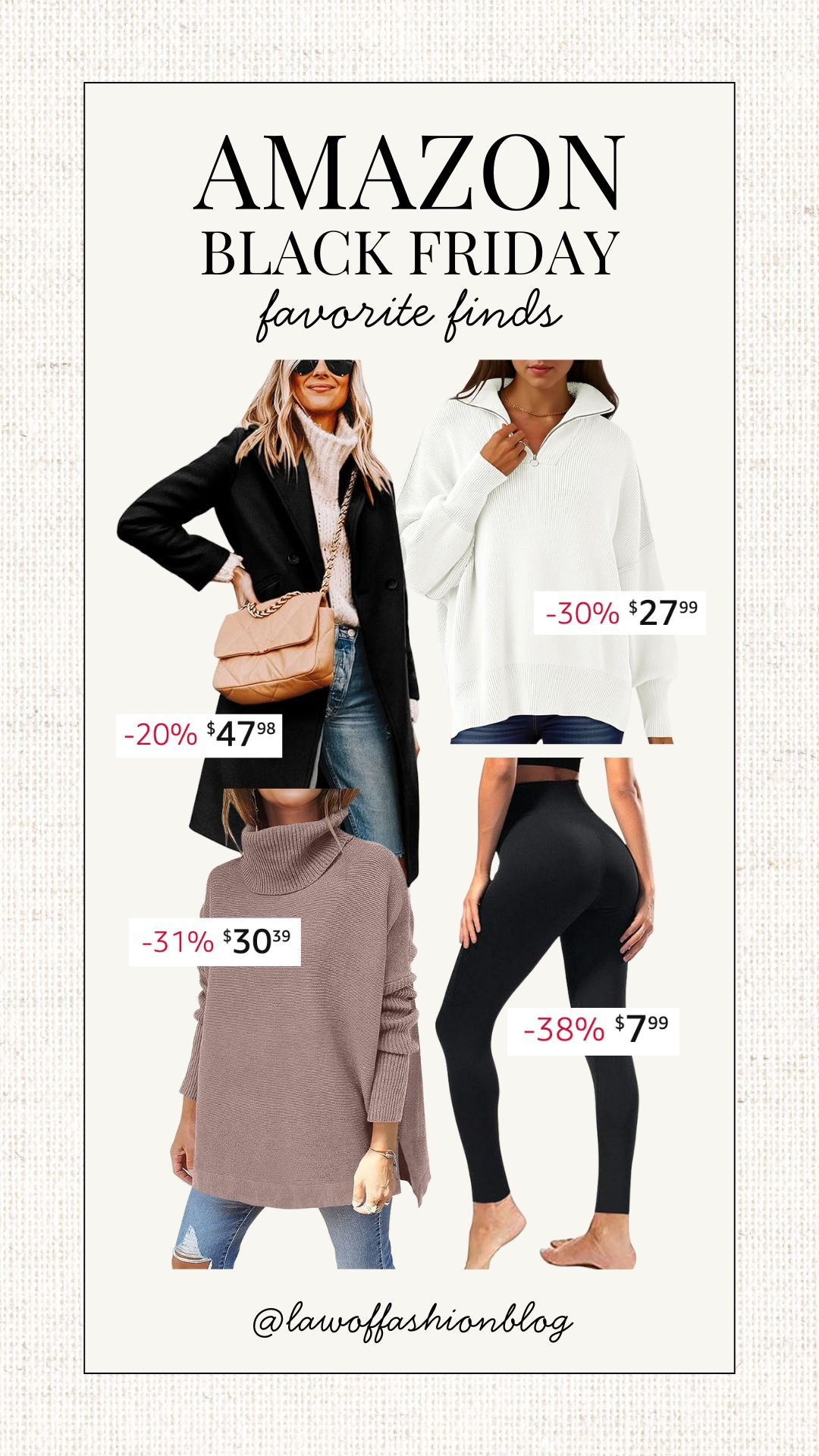 Amazon Black Friday fashion favorites! High waisted leggings, wool winter coat, oversized sweater, turtleneck pullover, fall style, winter style, capsule wardrobe, affordable finds

 

 #LTKCyberWeek #LTKSaleAlert #LTKFindsUnder50