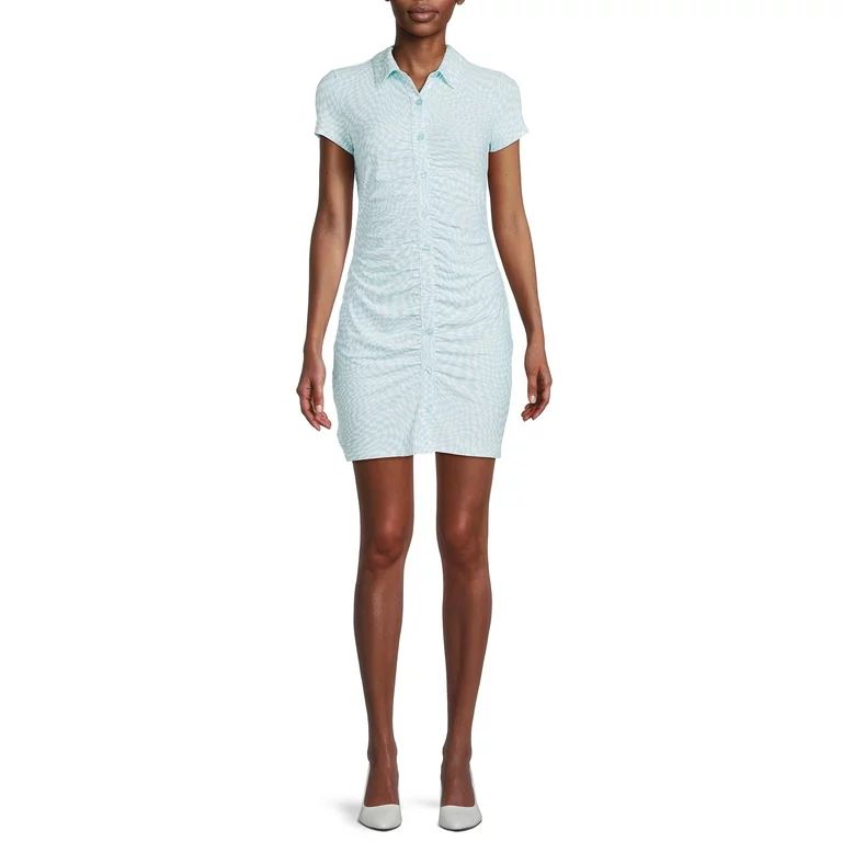 No Boundaries Juniors' Ruched Shirt Dress | Walmart (US)