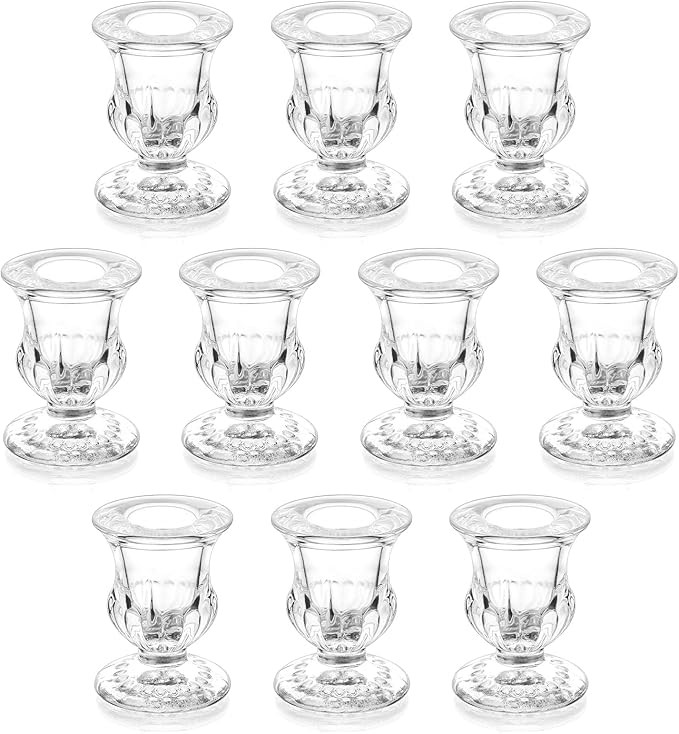 Romadedi Glass Taper Candle Holders - Clear Small Candlestick Holder Bulk, Thicker Glass Candle S... | Amazon (UK)