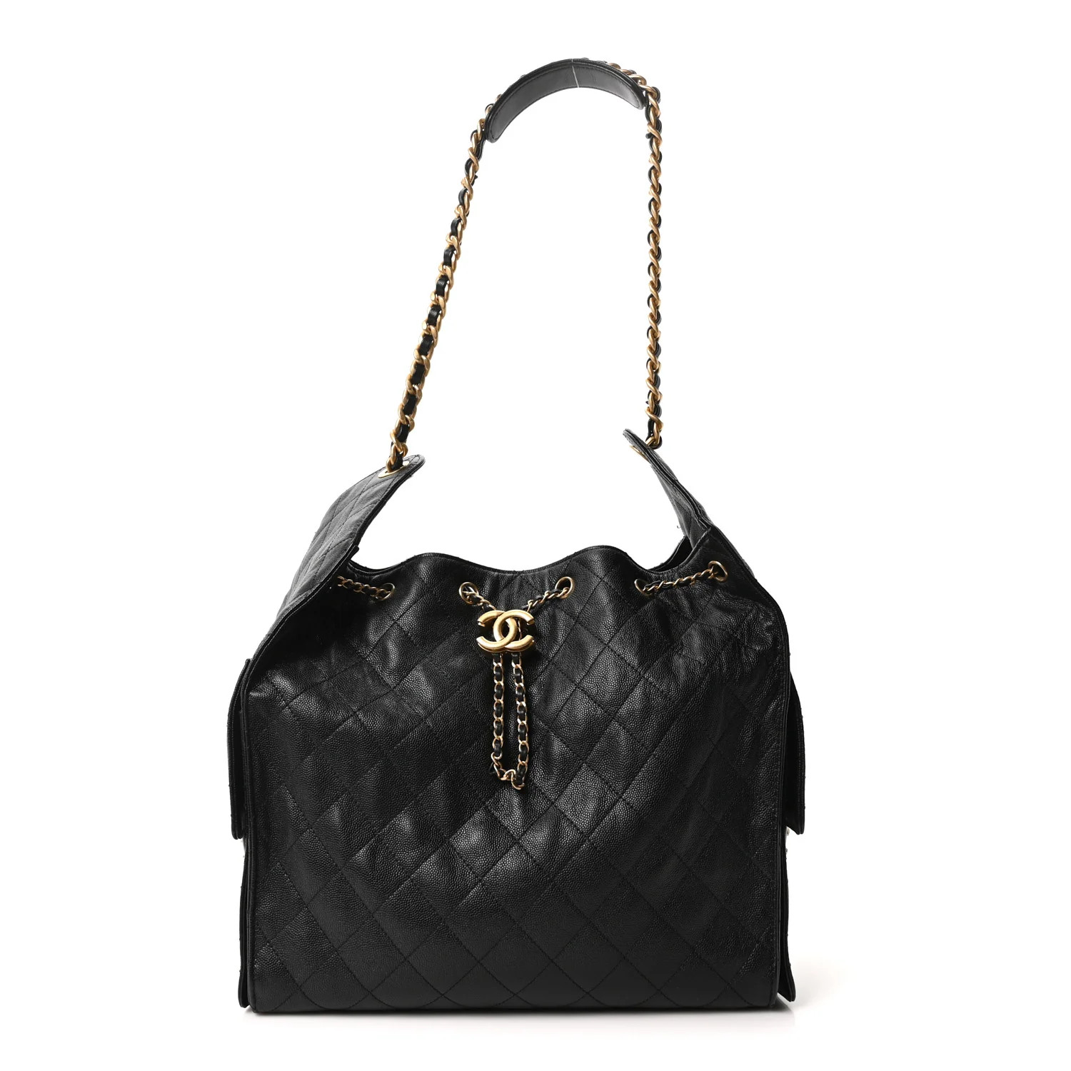 Caviar Quilted Medium Chanel 25 Handbag Black | FASHIONPHILE (US)