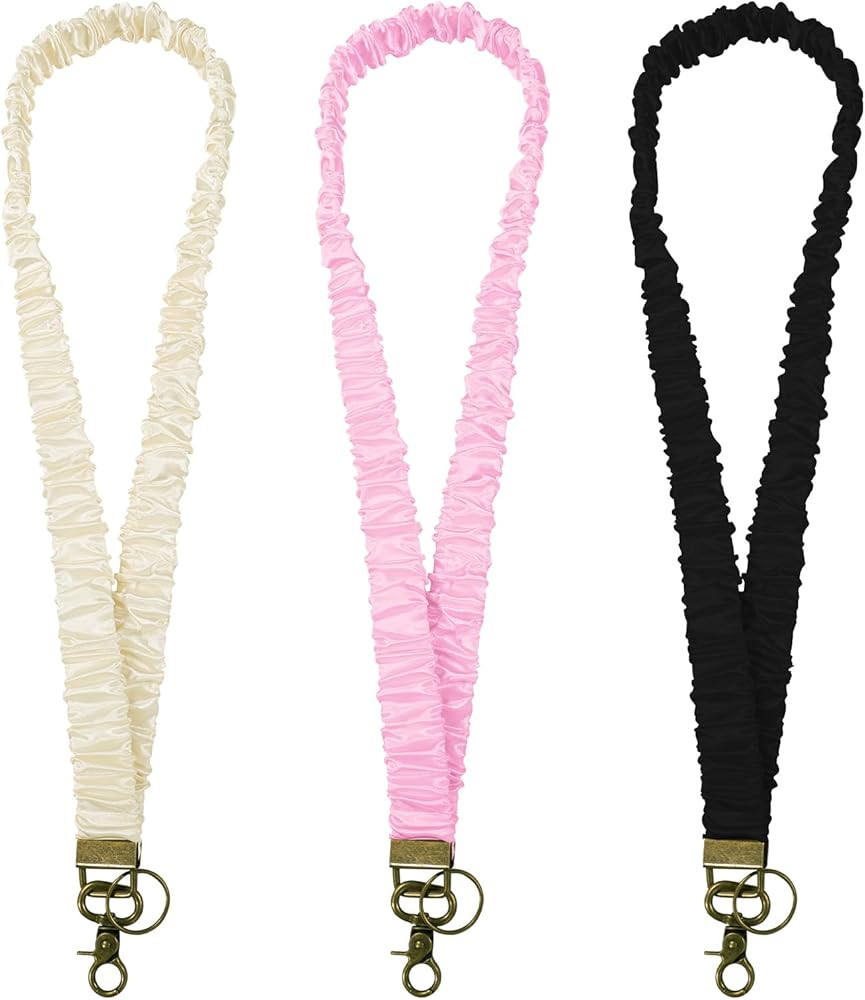 Scrunchie Lanyards for ID Badges, Cute Stretchy Neck Lanyard Strap Keychain Holder for Keys Teach... | Amazon (US)