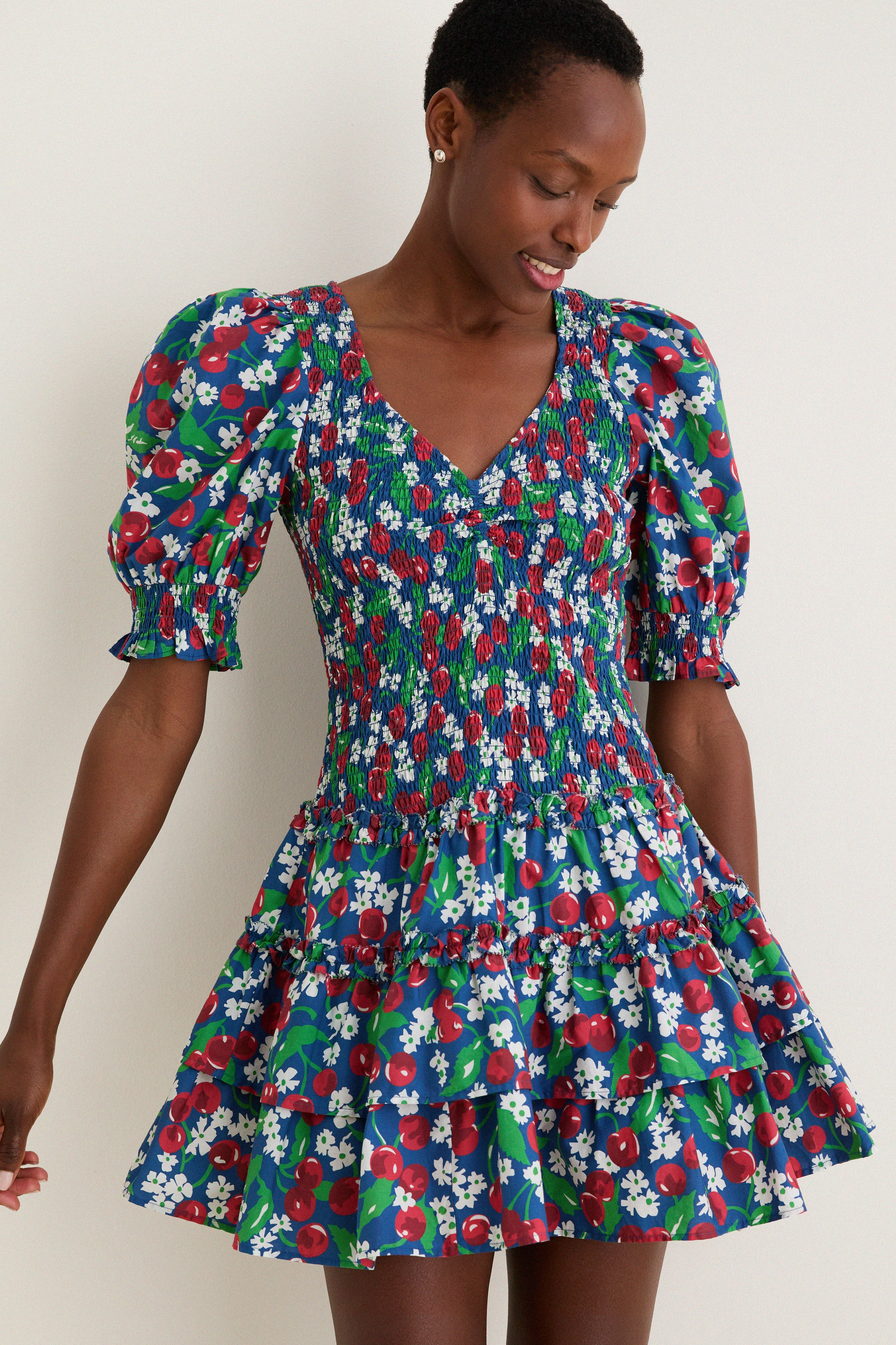 Miss Cherry Print Audrey Short Sleeve Dress | Tuckernuck (US)
