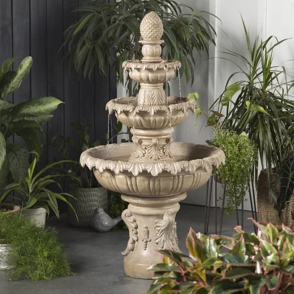 Danelle Resin Outdoor Fountain with Light | Wayfair North America