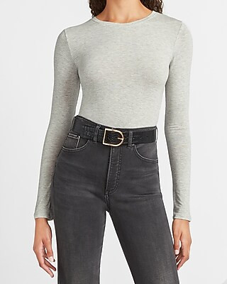 Long Sleeve Fitted Crew Neck Tee | Express