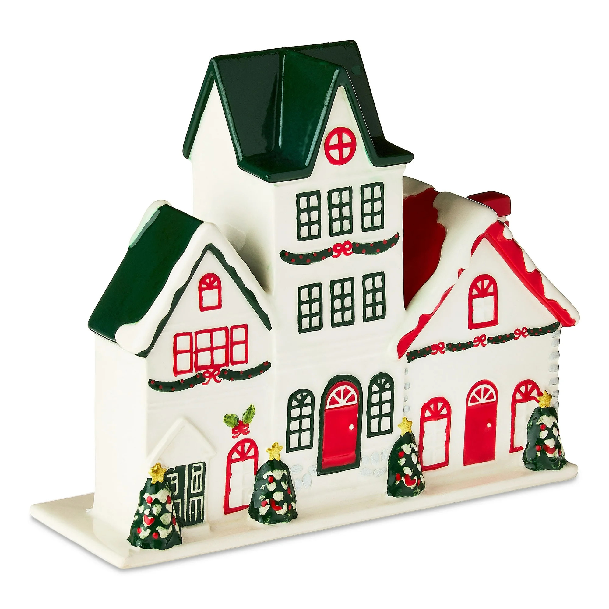 Trio of Houses Christmas Tabletop Decoration, Red/White/Green, 8.25" x 7", by Holiday Time | Walmart (US)