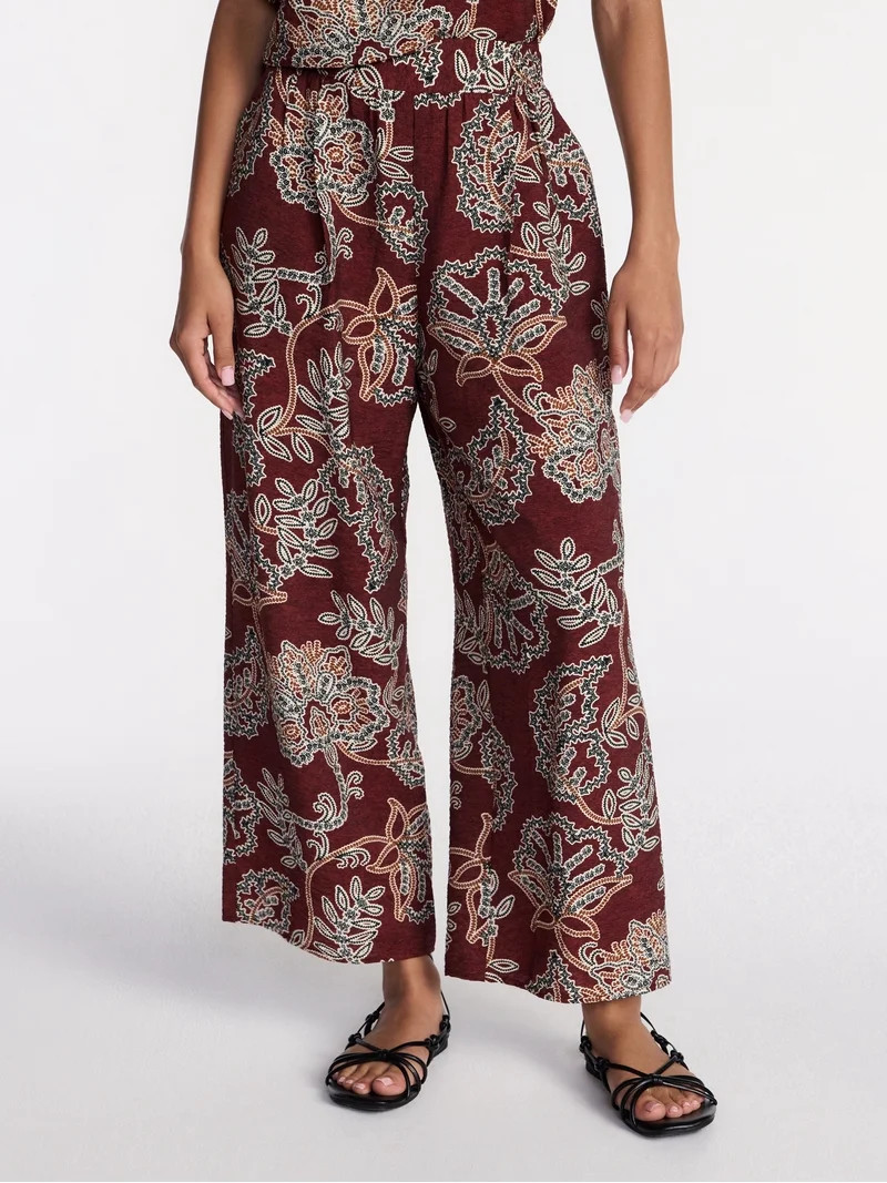 Time and Tru Women's Wide Leg Print Pants, Sizes XS-XXXL | Walmart (US)