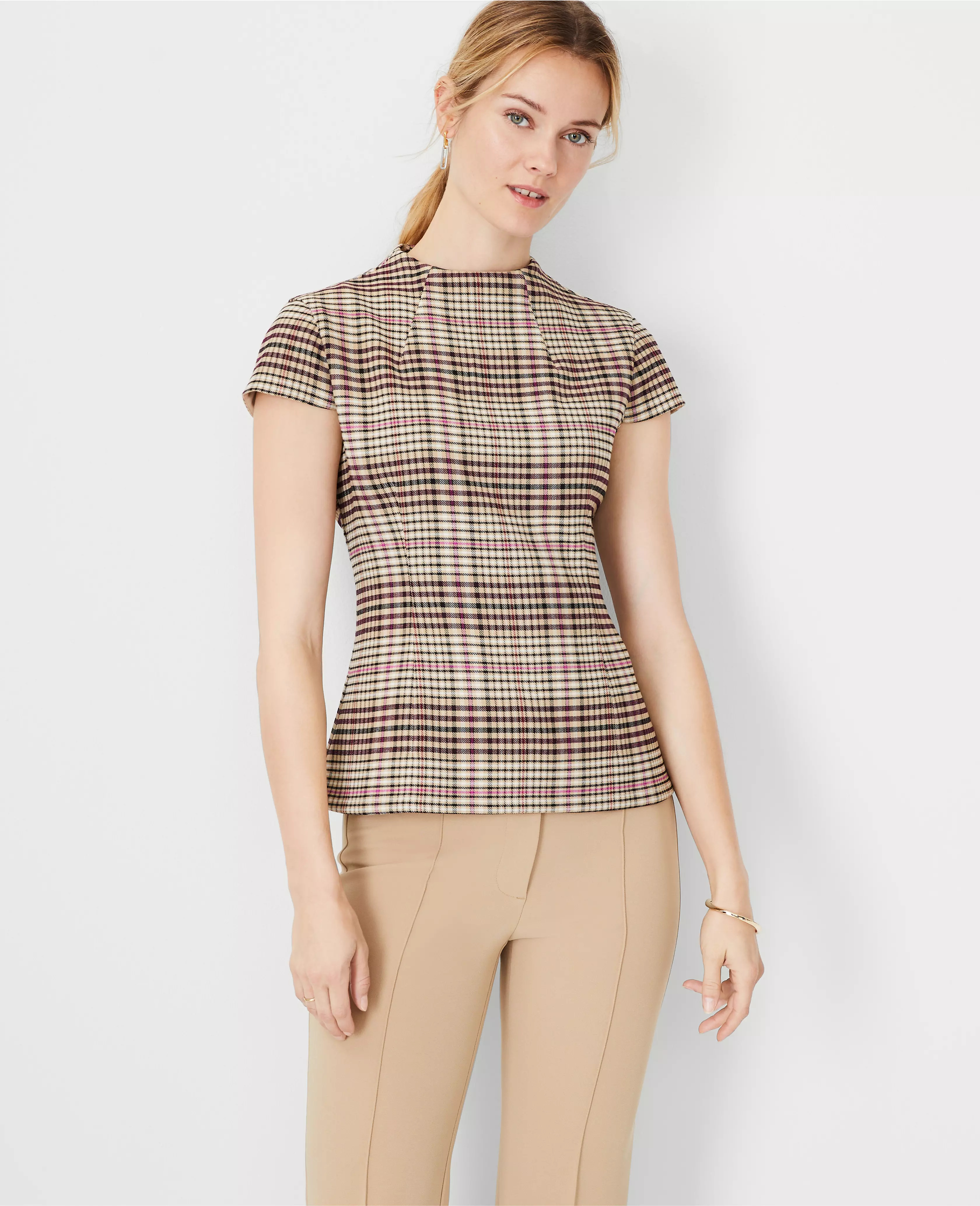 Plaid Cap Sleeve Top | Ann Taylor (US)