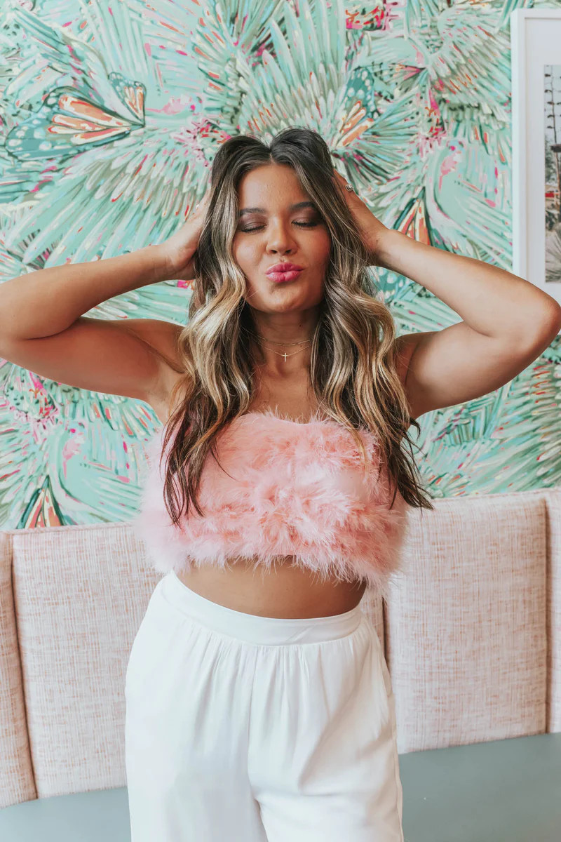 Life Is A Party Furry Strapless Crop Top- 2 Colors | Apricot Lane Boutique