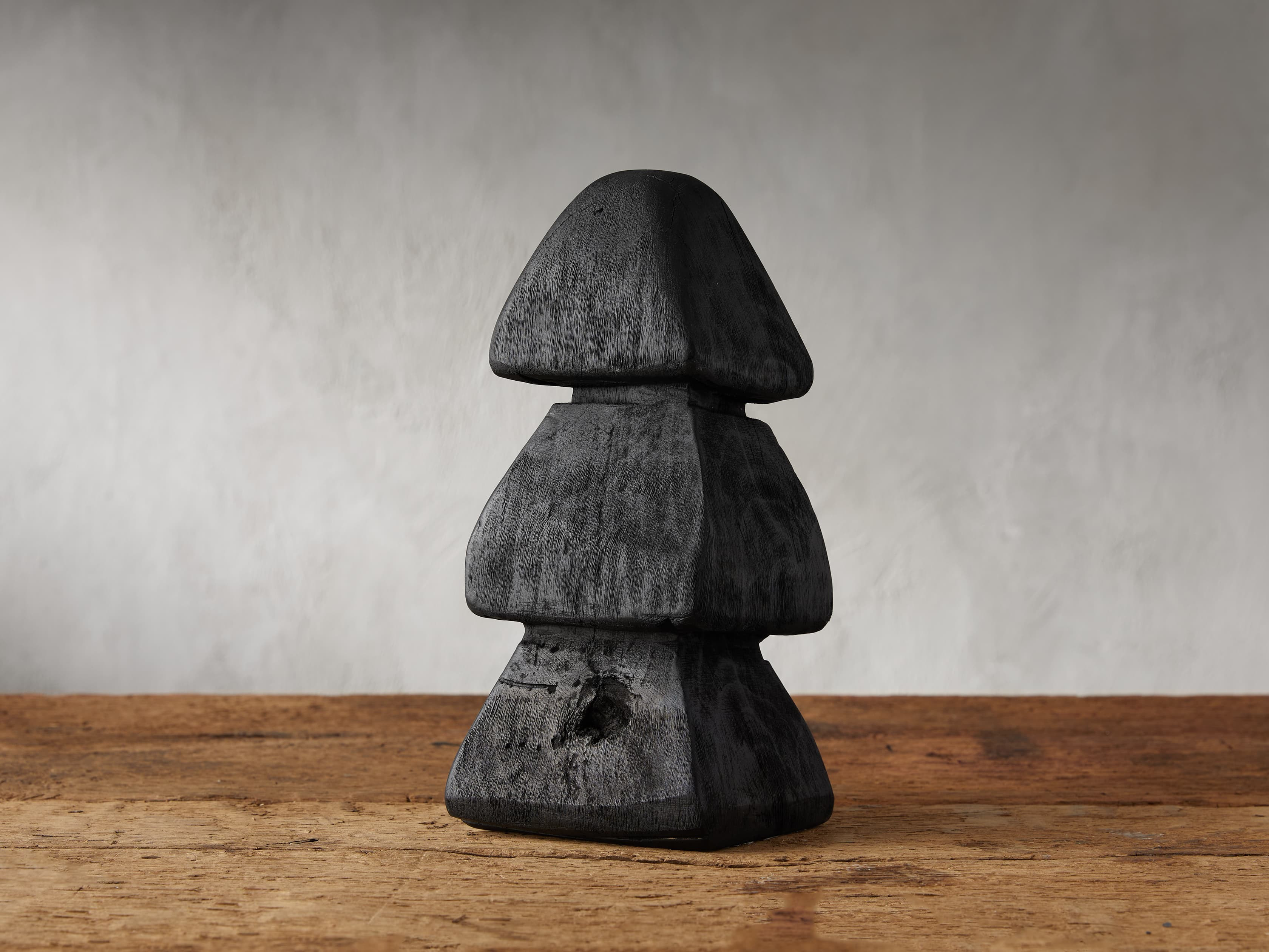 Wooden Chainsaw Tree in Black | Arhaus