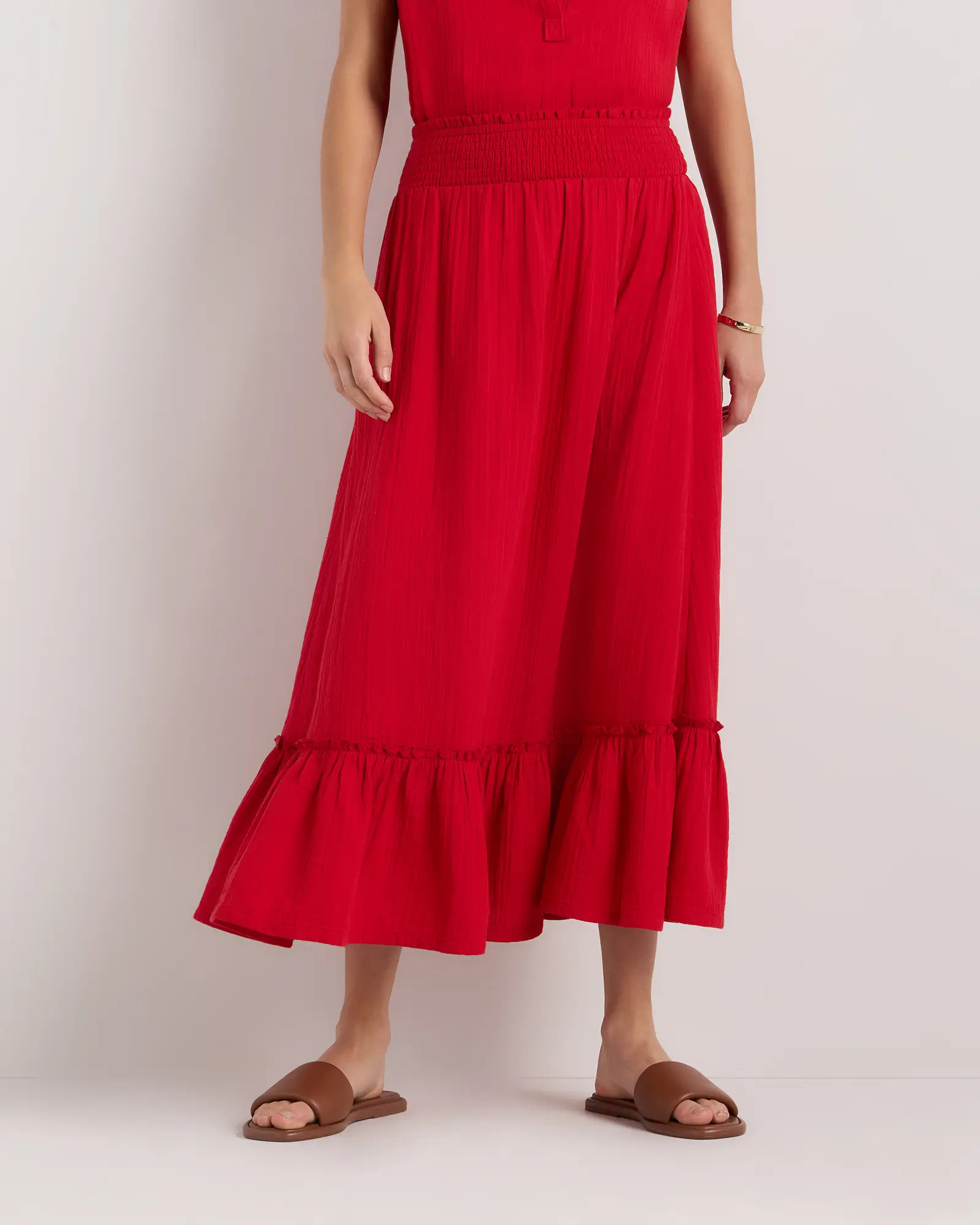100% Organic Cotton Gauze Smocked Maxi Skirt | Quince