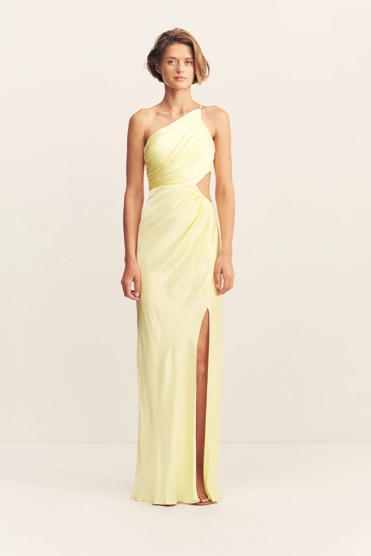 La Lune Asymmetrical Gathered Maxi Dress | Lemon | Dresses | Shona Joy | Shona Joy