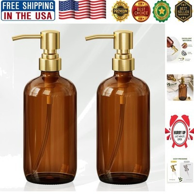 Elegant 17 Oz Amber Glass Soap Dispenser - Vintage Style for Bathroom & Kitchen | eBay US