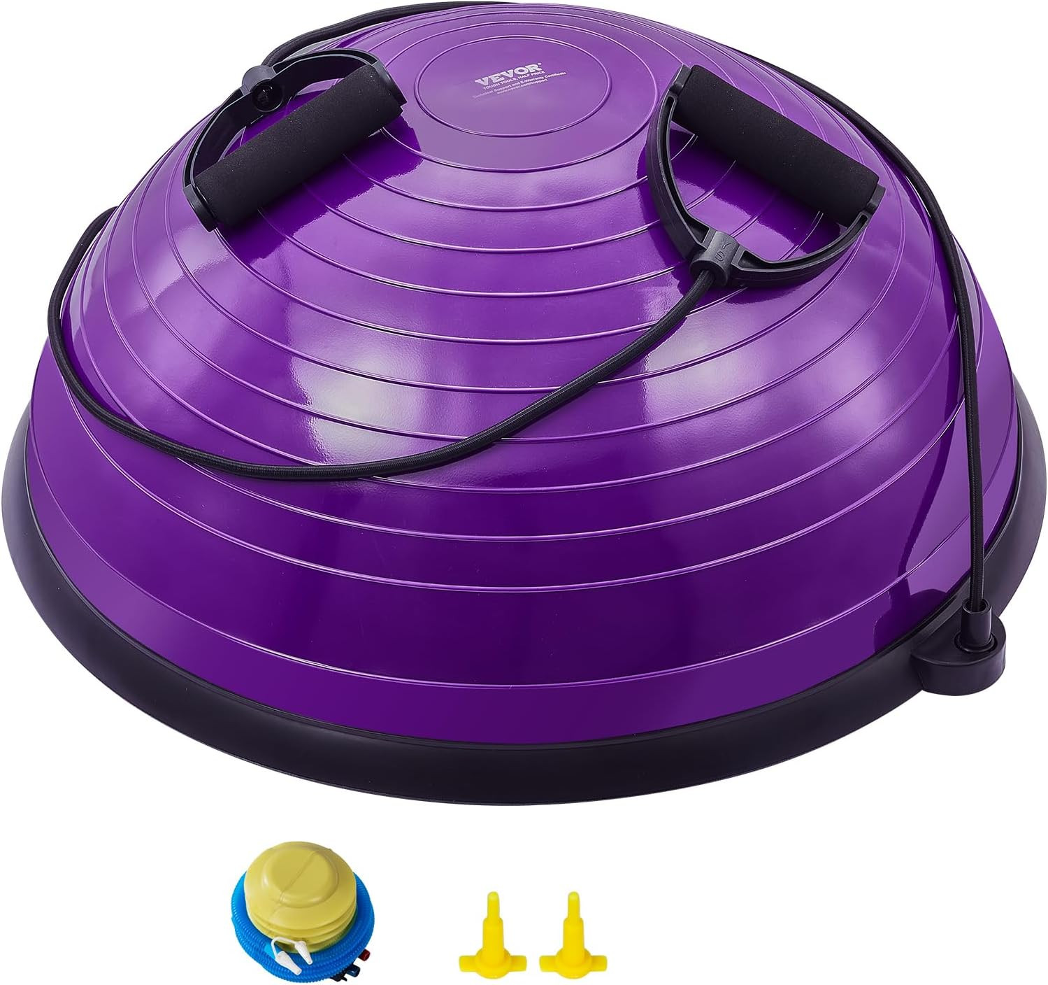 VEVOR Half Exercise Ball Trainer, 23/26 inch Balance Ball Trainer, 1500lbs Capacity Stability Ball, Yoga Ball with Resistance Bands & Foot Pump, Strength Fitness Ball for Home Gym Full Body Workout | Amazon (US)