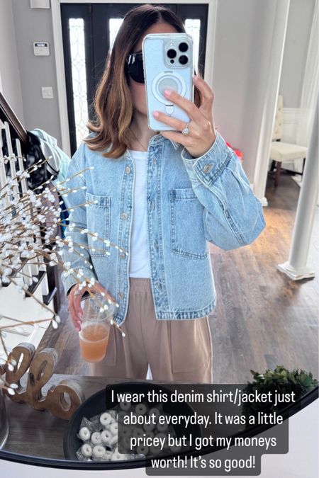 The best denim shirt/jacket. Wearing size small. It’s tts 

#LTKstyletip #LTKover40 #LTKSeasonal