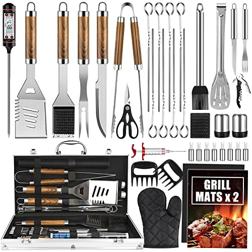 Cifaisi BBQ Grill Accessories Set, 38Pcs Stainless Steel Grill Tools Grilling Accessories with Aluminum Case, Thermometer, Grill Mats for Camping/Backyard Barbecue, Grill Set for Men Women | Amazon (US)
