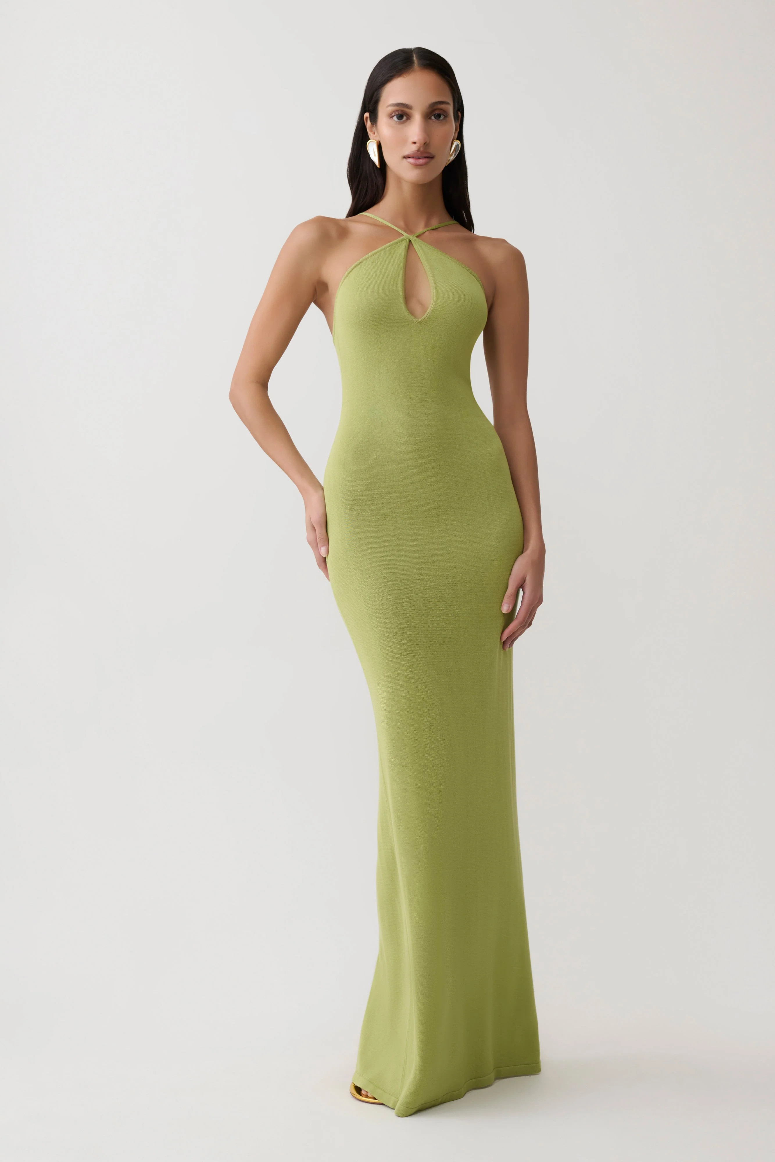 Ashtin Cross Front Knit Maxi Dress / Olive | MESHKI | 3XL | MESHKI US