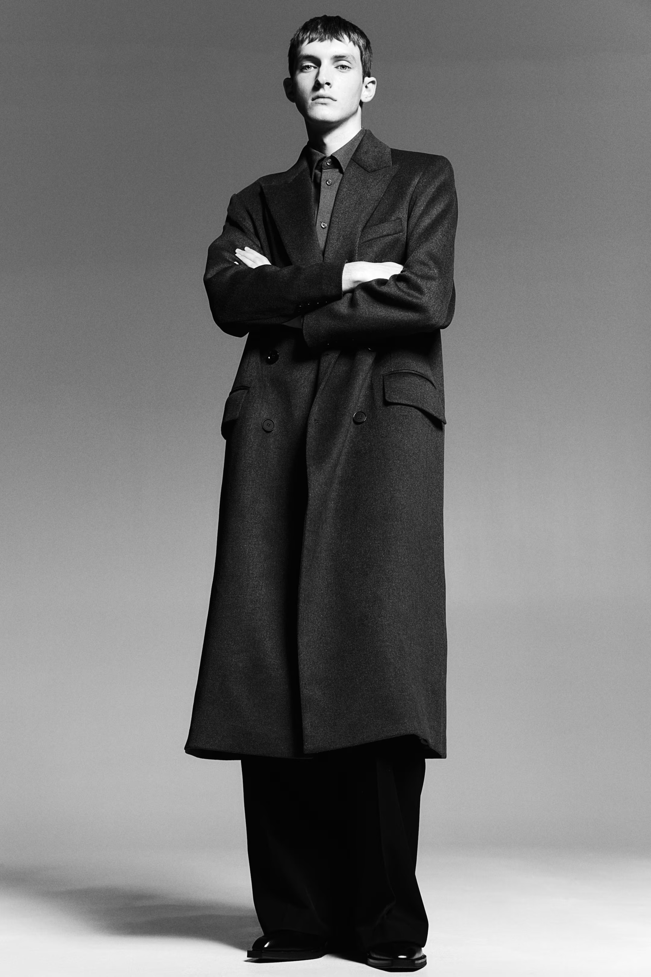 Double-Breasted Wool-Blend Coat - Dark gray - Men | H&M US | H&M (US + CA)