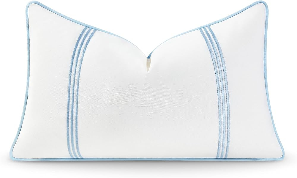 Hofdeco Premium Coastal Hampton Style Patio Indoor Outdoor Lumbar Pillow Cover Only, 12"x20" Wate... | Amazon (US)