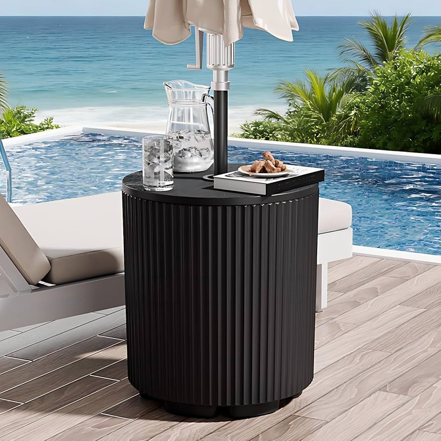 Outdoor Umbrella Stand with Hole, in Pool Umbrella Stand with Weighted Water Filled Bladder, Flut... | Amazon (US)