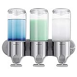 simplehuman Triple Wall Mount Shower Pump, 3 x 15 fl. oz. Shampoo and Soap Dispensers, Stainless Ste | Amazon (US)