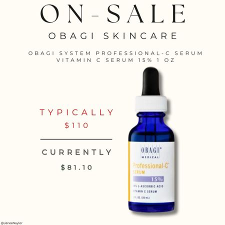 One of my daily skincare products is currently on SALE 🚨

The Obagi System Professional Vitamin C 15% Serum is a staple in my routine! 

I typically use her in the morning to give my skin that brightening & fully awake effect.

Apply about 3-5 drops on the face & neck after cleansing but BEFORE applying your sunscreen. 

#LTKU #LTKsalealert #LTKbeauty