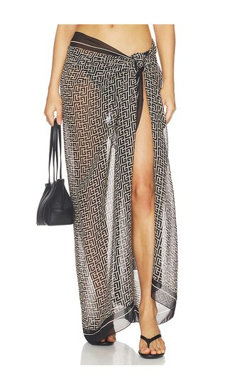 BALMAIN Monogramme Cover Up Pareo in Black. | Revolve Clothing (Global)