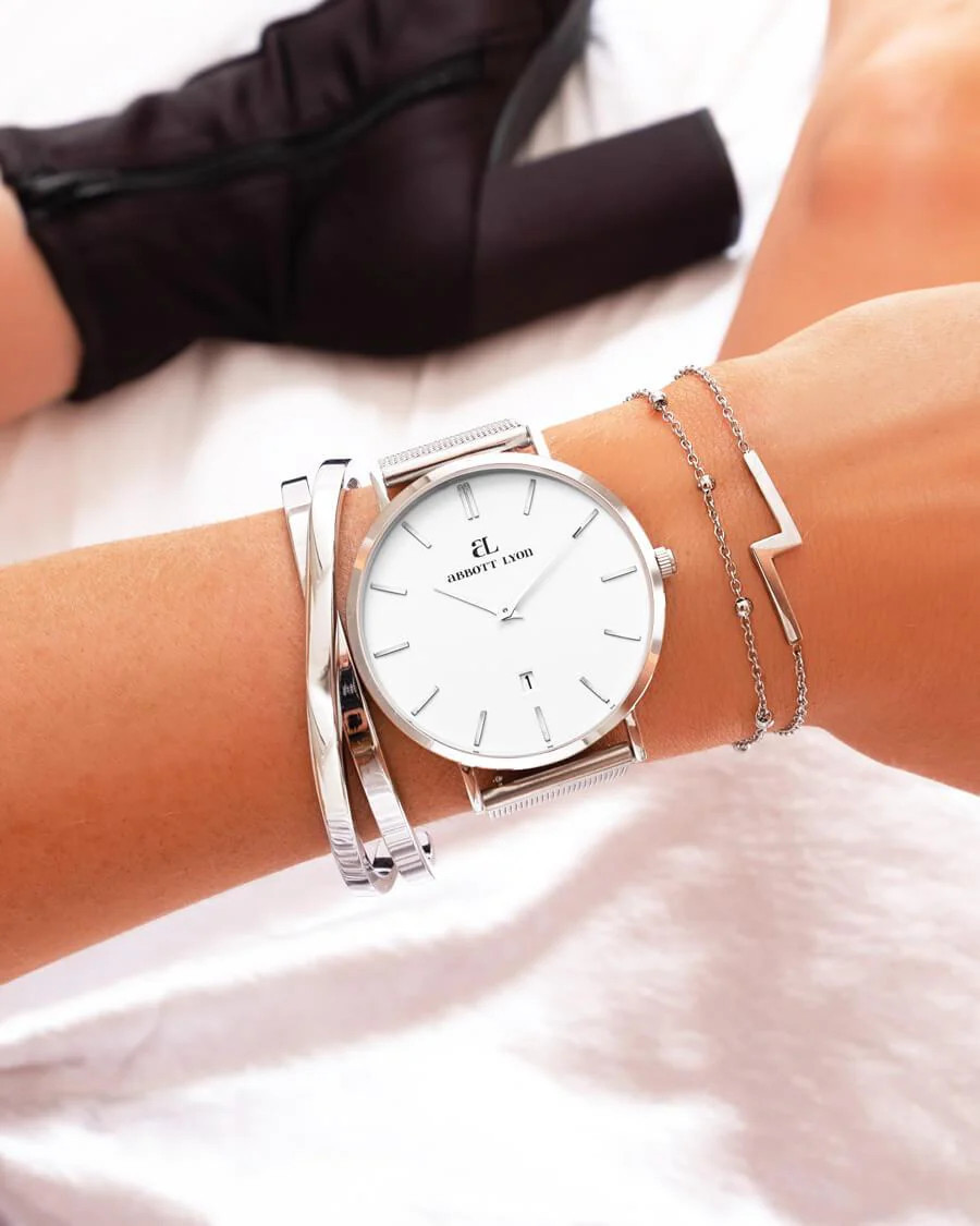 Silver Chain White Kensington 40 Watch | Abbott Lyon