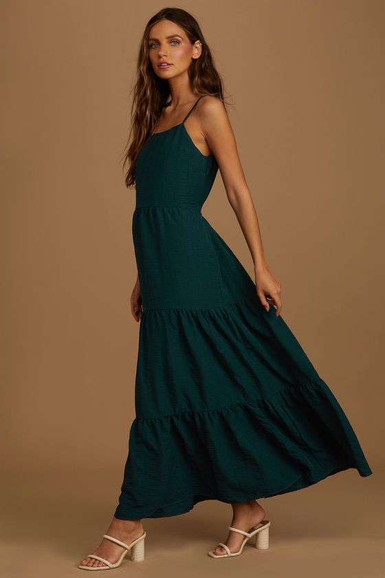 Magical Soiree Dark Teal Blue Sleeveless Tiered Maxi Dress | Lulus (US)