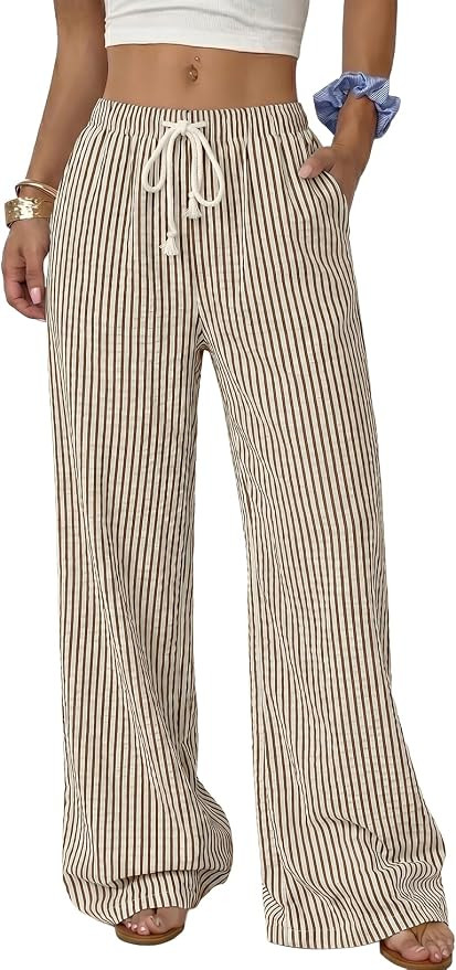 Acelitt Women’s Wide Leg Palazzo Pants Casual Loose Lounge Pants Beach Trousers with Pockets(To... | Amazon (US)