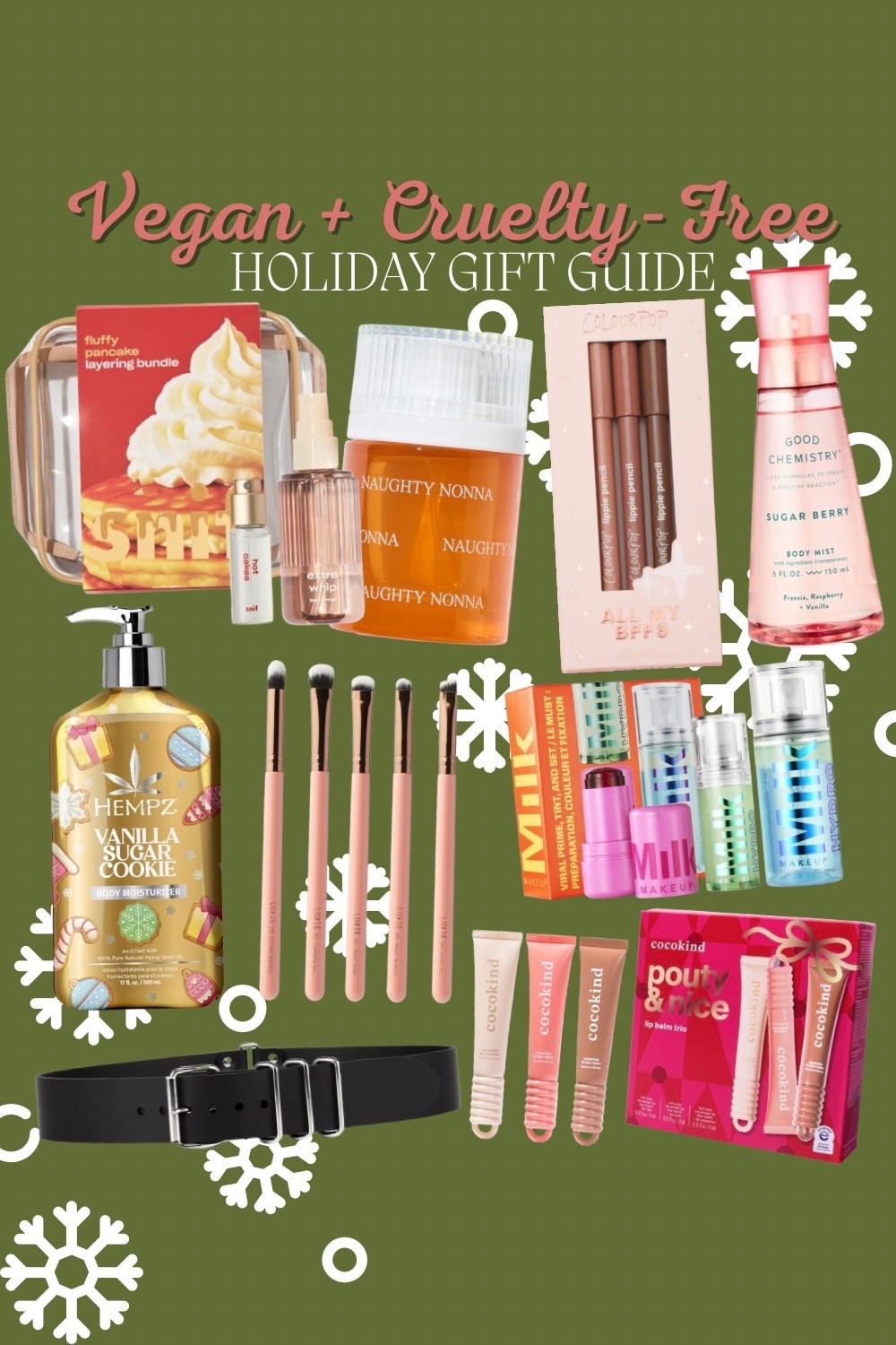Cruelty-Free & Vegan Gift Guide 🐇🎁💞 most of these are still on sale for Black Friday/Cyber Monday 

Snif fragrances & body sprays
Colourpop lip liner kit (a lot of colourpop products are vegan, but not all!)
Good Chemistry body spray
Hempz lotion
Luxie Beauty brushes
Milk Makeup gift sets
Baby Turns Blue x Jessica Haze belt
Cocokind gift sets (most of their products are vegan, including their lip balms which are sooo nice!!)

#vegan #crueltyfree #giftguide

#LTKGiftGuide #LTKCyberWeek #LTKHoliday