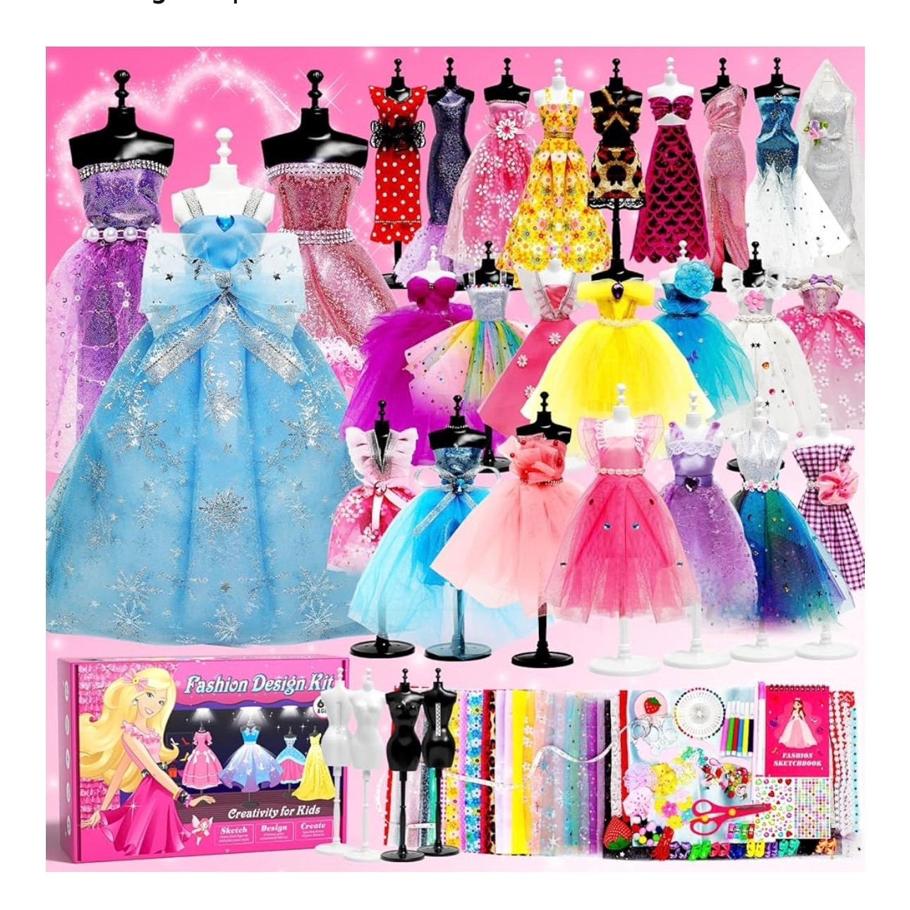 Axirata 1000+PCS Fashion Designer Kit for Girls Creativity DIY Arts & Crafts Kit for Kids with Fashion Design Sketchbook, 4 Mannequins, Sewing Kit for Teen Girls Birthday Gift Age 6 7 8 9 10 11 12+

#LTKKids