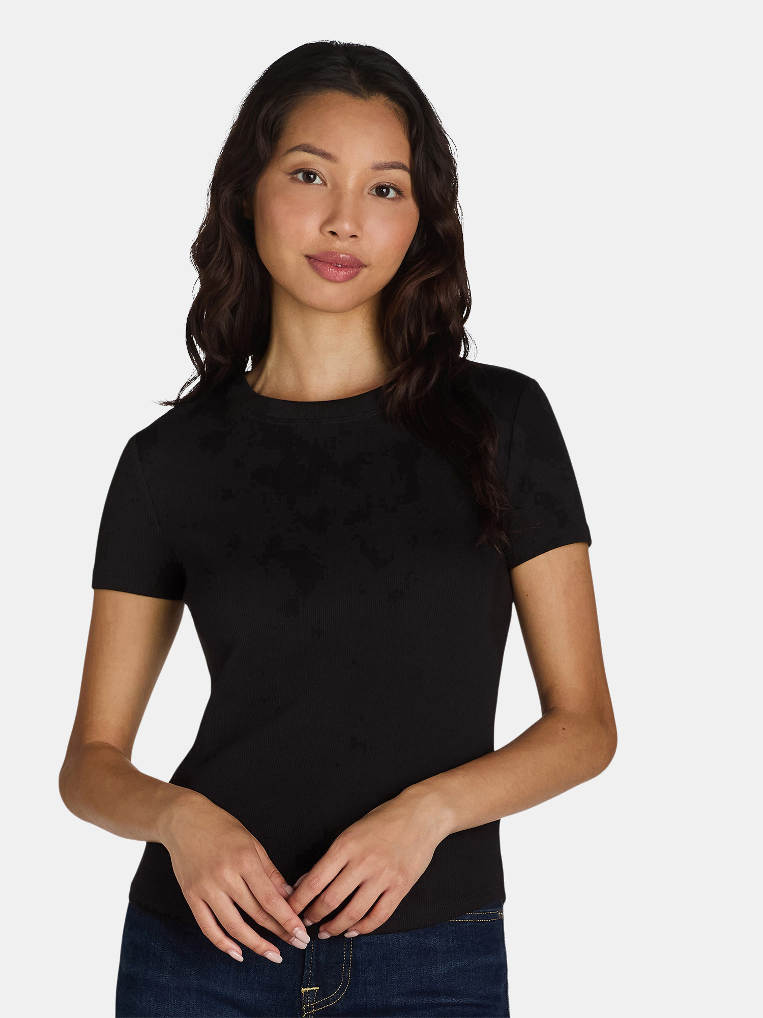 No Boundaries Ribbed Crewneck Tee, 2 Pack, Women’s and Women’s Plus | Walmart (US)