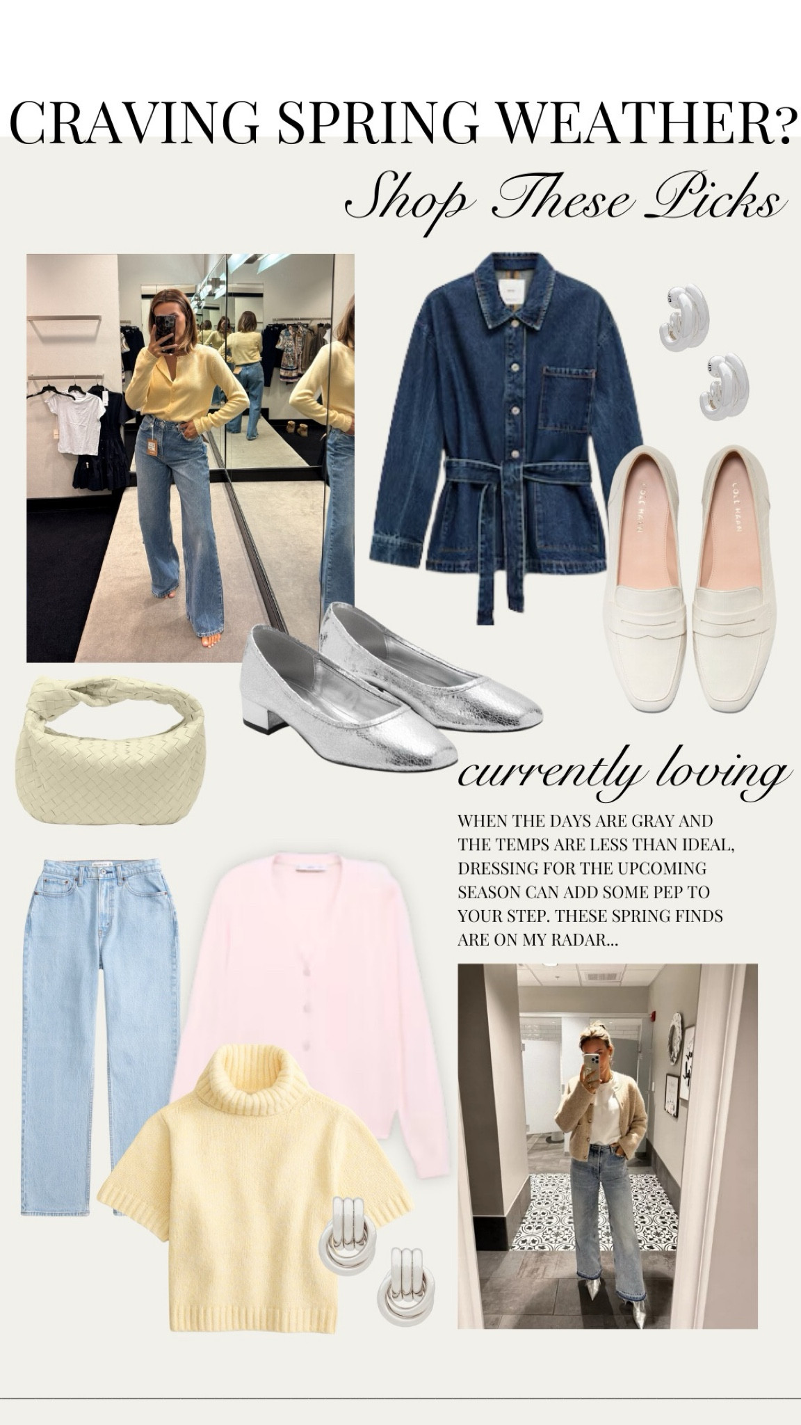 Craving spring weather? Inch into the season while still keeping the integrity of a winter outfit base with these cute style picks! Incorporating brighter hues and metallic accessories is a simple way to cheer up your looks. I’m loving this baby yellow wool and cashmere cardigan I recently found at Nordstrom. Plus, light wash jeans will start to make a comeback as we ease into longer, brighter days… 

#LTKFindsUnder100 #LTKShoeCrush #LTKStyleTip