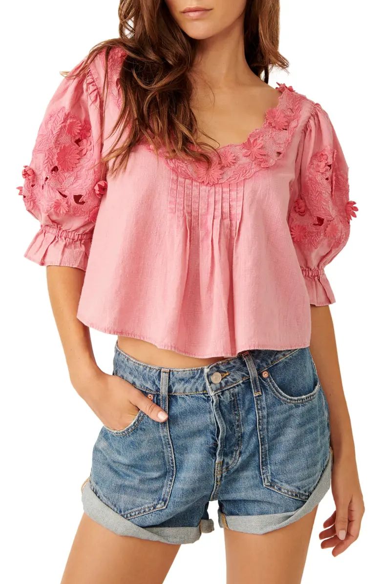 Sophie Floral Appliqué Cotton Top | Nordstrom