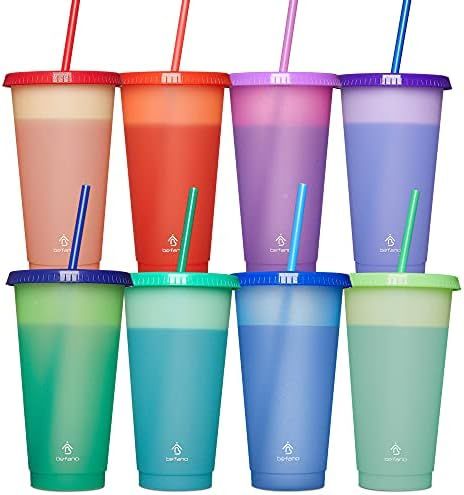 BEFANO 8pcs Color Changing Cups, 24oz Reusable Plastic Cold Drink Cups with Lids and Straws BPA F... | Amazon (US)