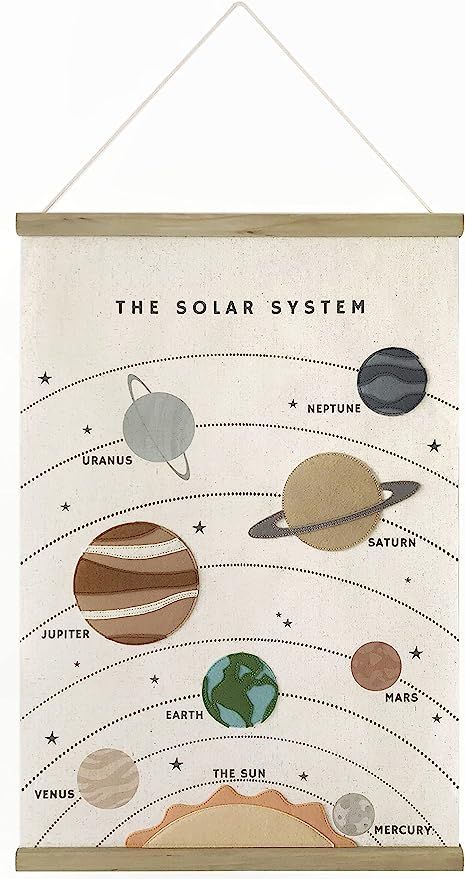 Amazon.com: Bon et Beau 16 x 24 Inch Embroidered Solar System Wall Decor with Wood Hanger - Outer... | Amazon (US)