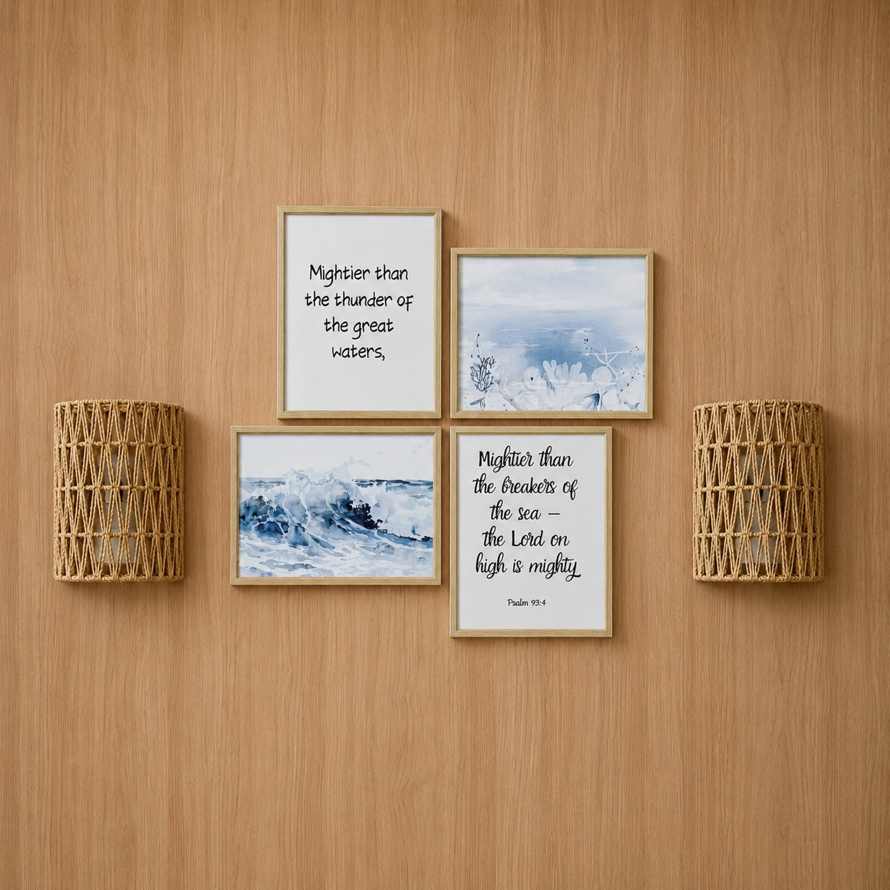 Swipe to see the transformation from day to evening. ✨ It's amazing how much warmth a pair of woven wall lamps adds to a simple coastal gallery wall.  The warm glow in the evening makes this little corner feel so cozy. 🩵 Shop the lamps and the frames below!

#LTKcanada #LTKhome #LTKfamily