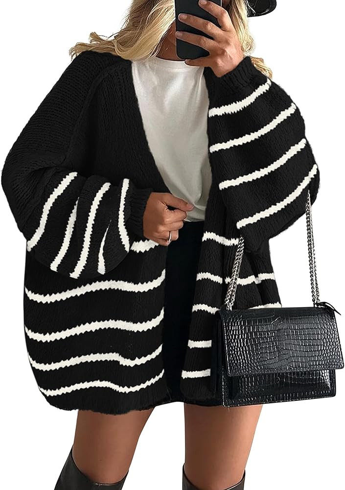 PRETTYGARDEN Womens Oversized Cardigan Sweaters 2026 Fall Long Lantern Sleeve Knit Open Front Lig... | Amazon (US)