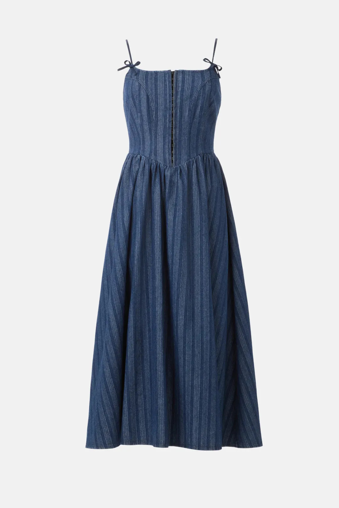 Strap Bow Detail Denim Midi Dress | Rent the Runway