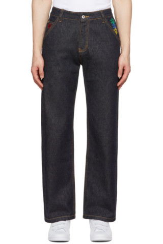 Navy Graphic Jeans | SSENSE