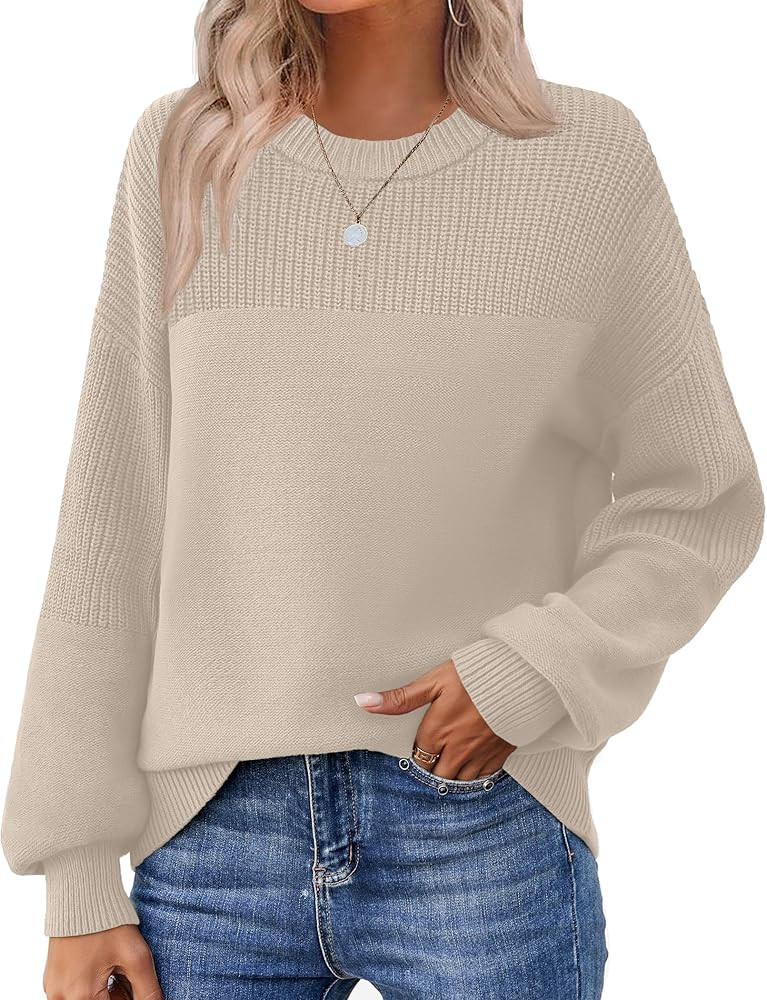 Zeagoo Women's 2025 Fall Chunky Knit Sweater Oversized Crewneck Long Sleeve Winter Cotton Pullove... | Amazon (US)