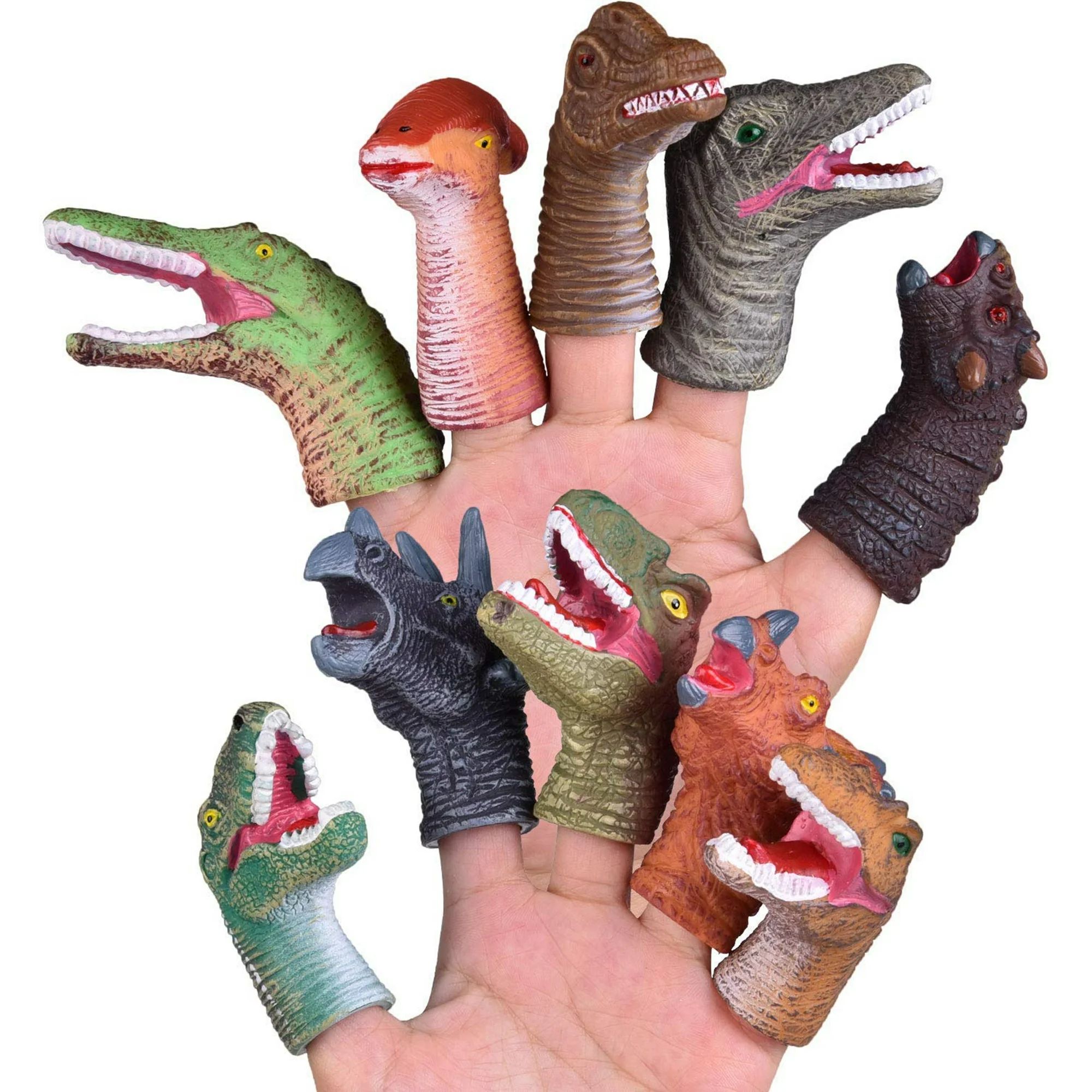 Fun Little Toys 10 Pcs Dinosaur Head Finger Puppets, Best Choice for Party Favors, Stocking Stuff... | Walmart (US)